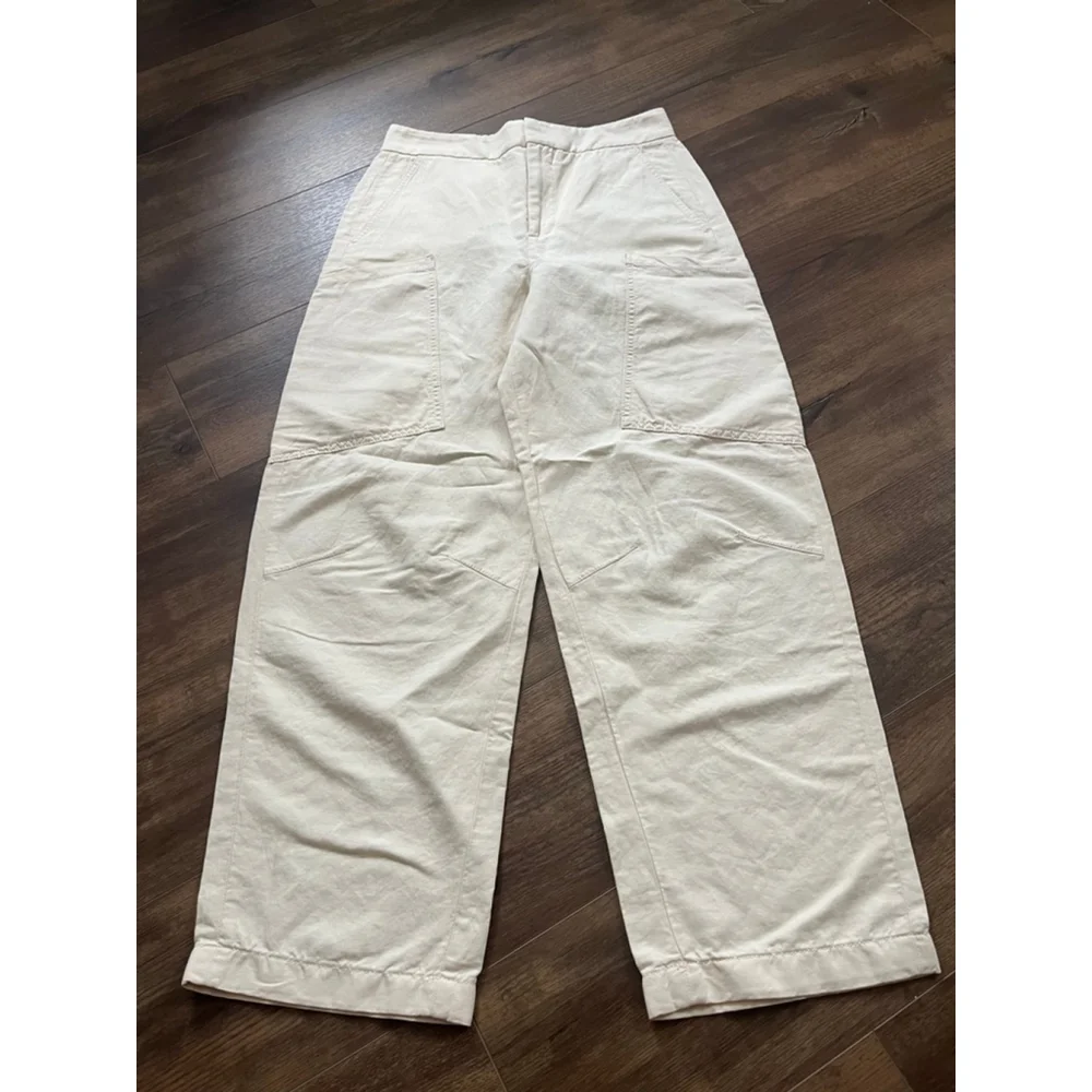 Zara NWT linen blend cargo pants size S